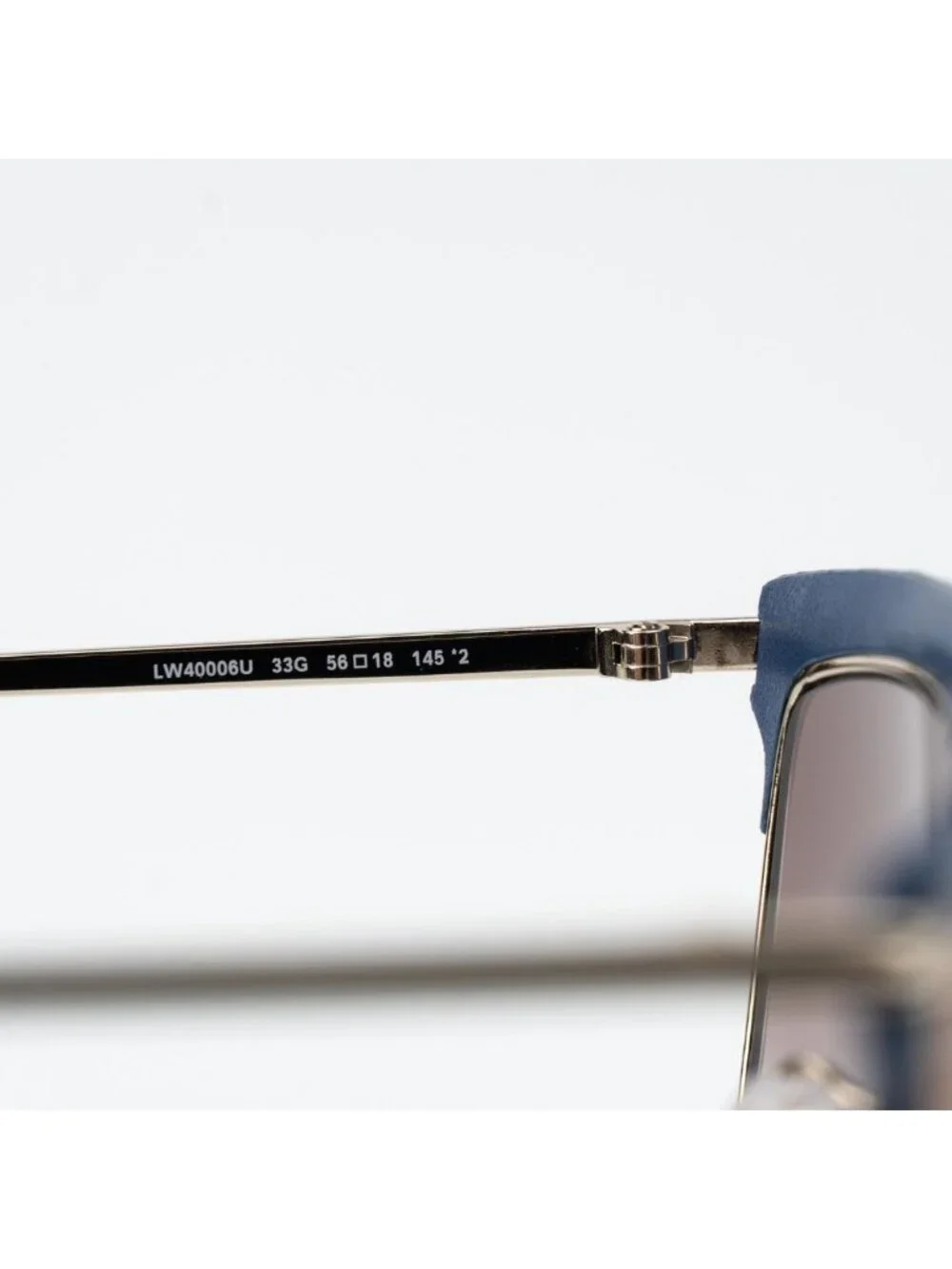 Loewe Men Sunglasses Gold Blue Leather Brown Gradient Square LW40006U 33G NEW
